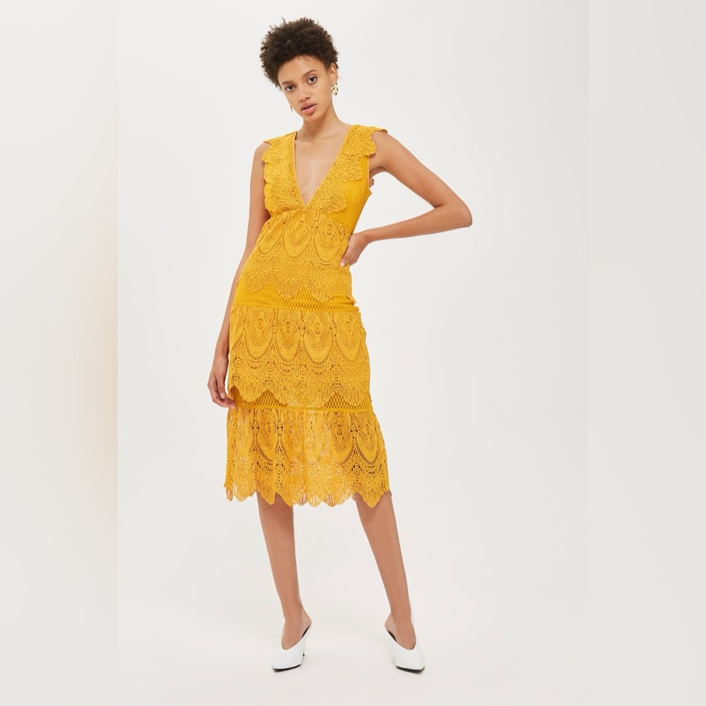 Topshop Layered Lace Midi Dress